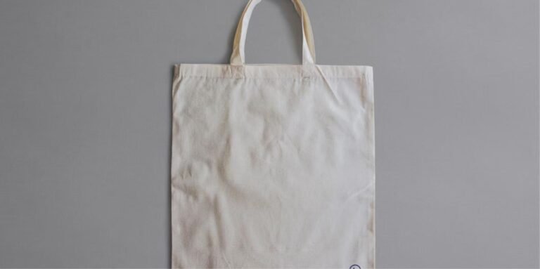 Beige canvas tote bag